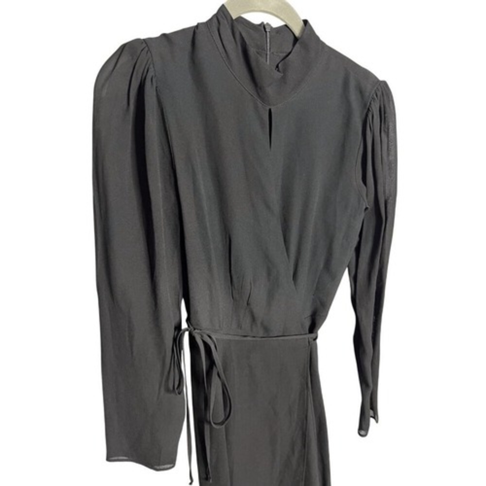 NEW Reformation Ottessa Mini Dress Size XS Black Wrap Long Sleeve - Picture 7 of 10